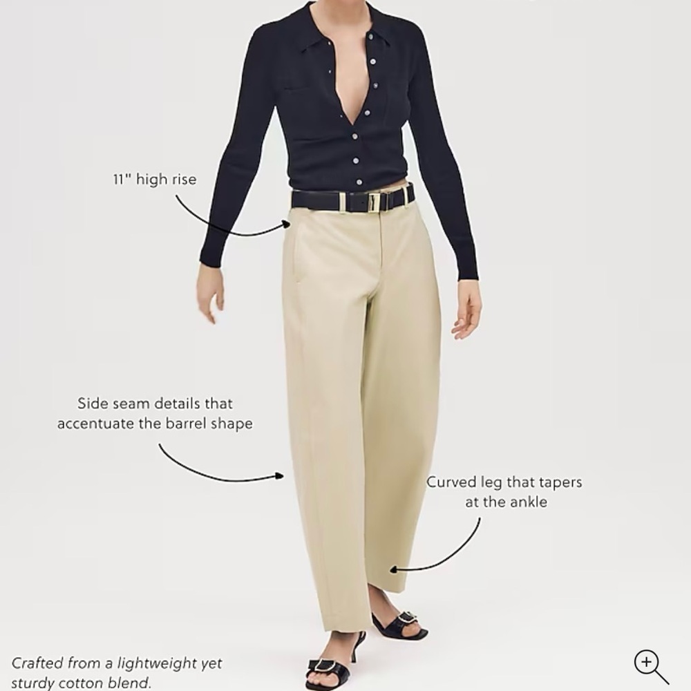J. Crew Barrel Leg Khaki Pants Plus Size 37
